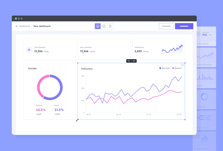 Cover image for SaaS Dashboard builder - reporting.dev