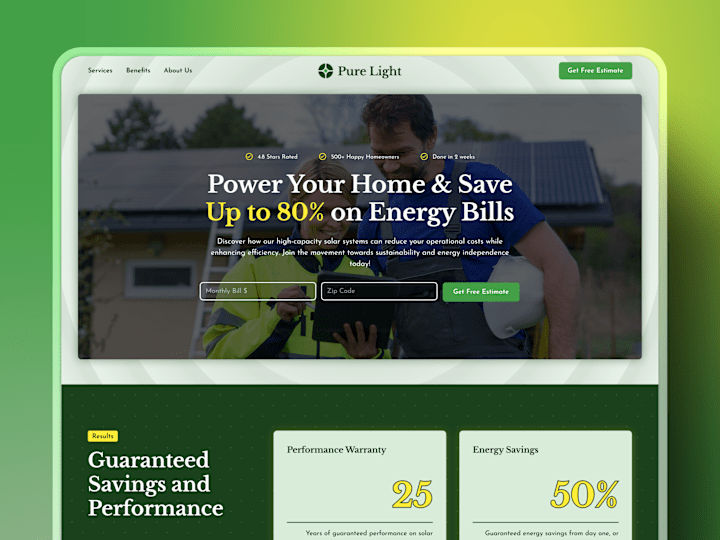 Cover image for Pure Light Solar 💡 | Residential Solar Website Design