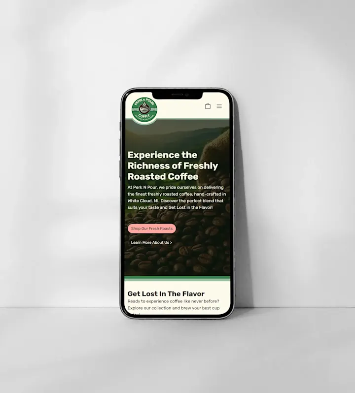 Cover image for Perk N Pour Coffee Landing Page Design