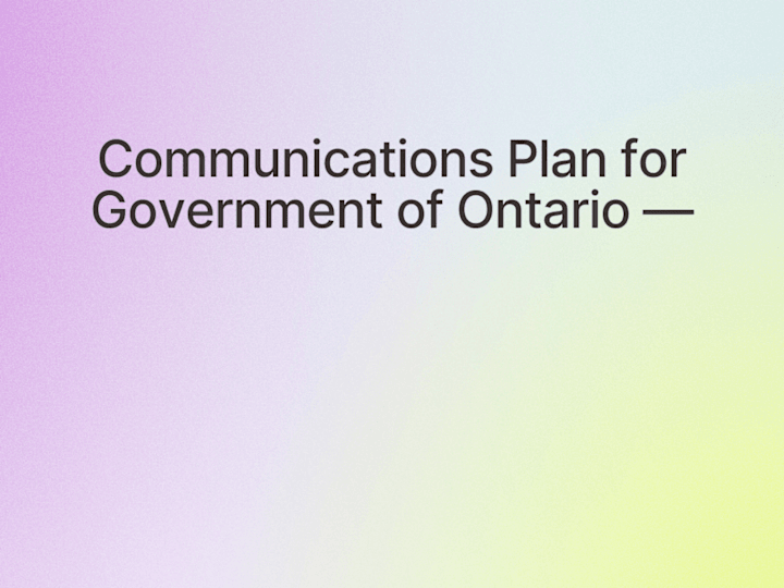 Cover image for Communications Strategy for Government of Ontario