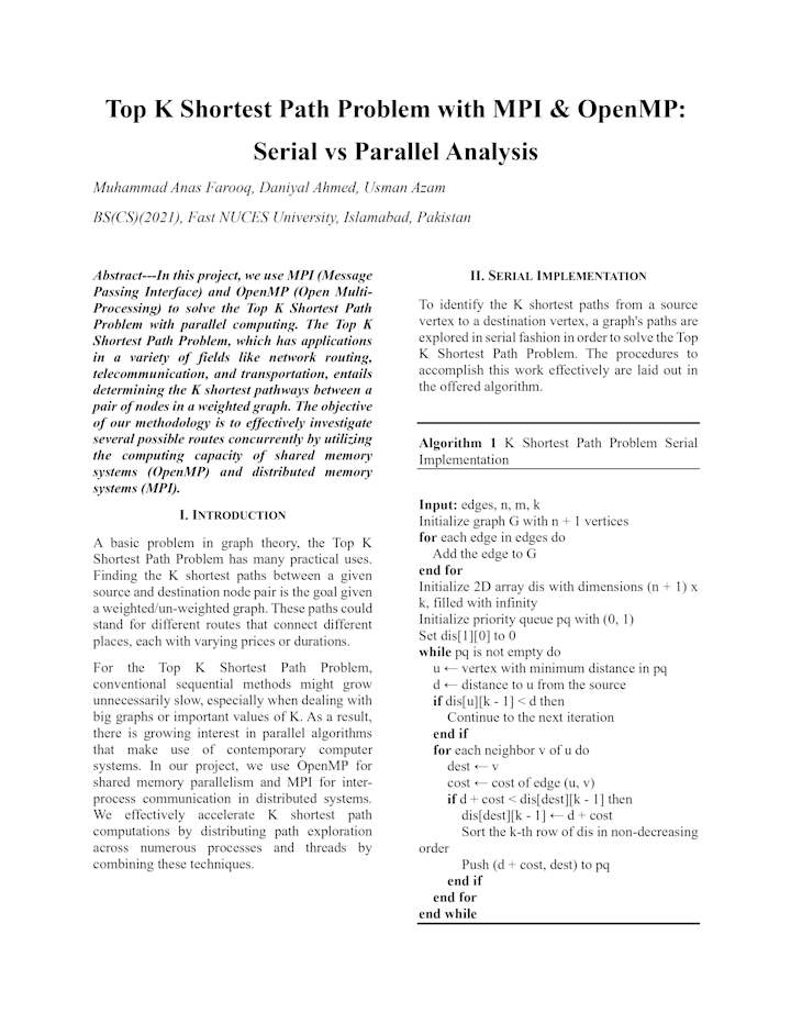 Cover image for Top K Shortest Path Problem Using MPI and OpenMP