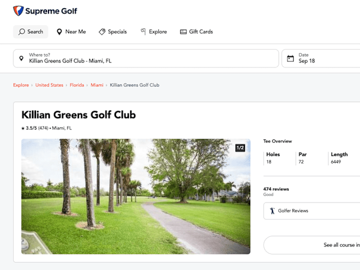 Cover image for Supreme Golf - Book tee times online