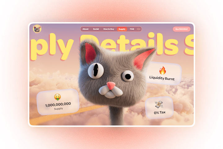 Cover image for Framer Noodle Cat 3d Animated Crypto Landing Page