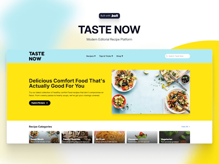 Cover image for Taste Now - Recipe Platform Template