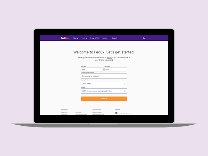 Cover image for Fedex sign-up form redesign