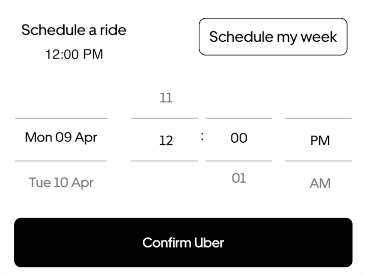 Cover image for Uber- Schedule my week