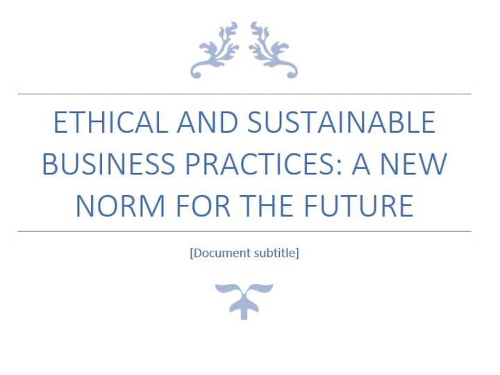 Cover image for ETHICAL AND SUSTAINABLE BUSINESS PRACTICES