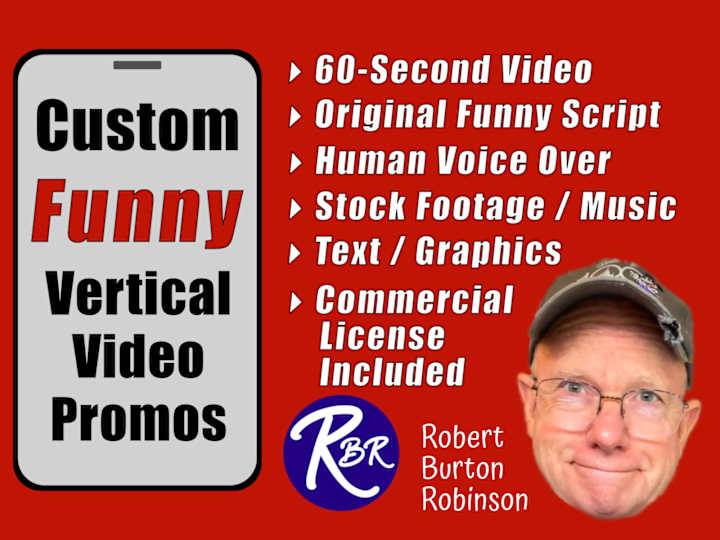 Cover image for 60-Second Video - includes funny script, voice over, music