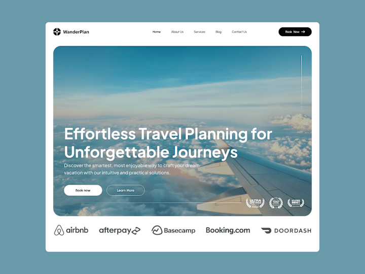 Cover image for WanderPlan - UI/UX design for travel landing page