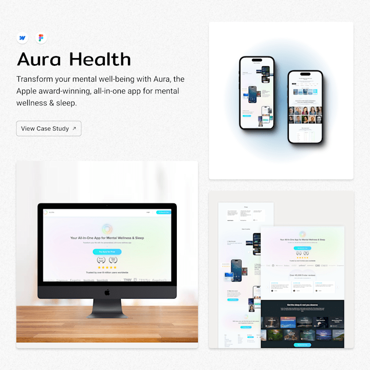 Cover image for AuraHealth Website | Trusted by over 8 million users worldwide