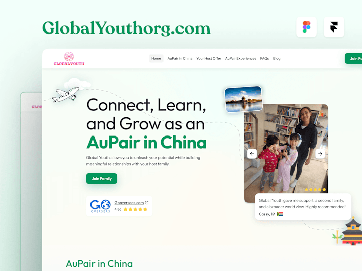 Cover image for Globalyouthorg - Website for a AuPair in China program.