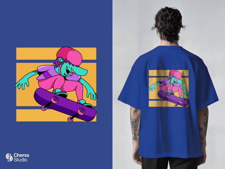 Cover image for Alien skateboard T-Shirt Design