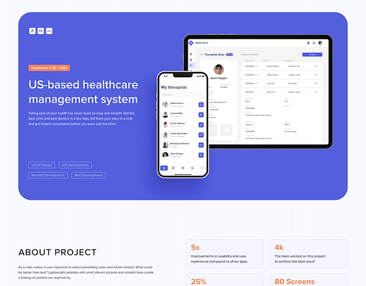 Cover image for healthcare management system on Behance