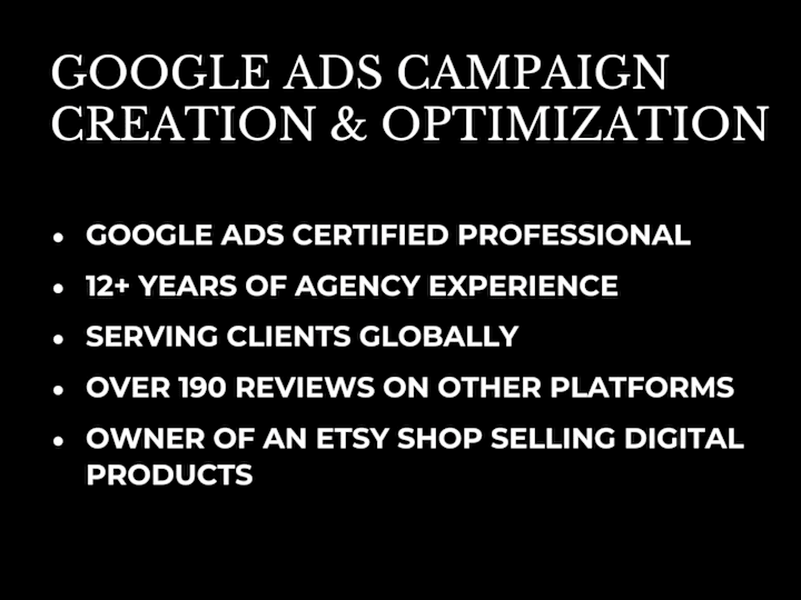 Cover image for Google Ads Campaign Creation & Monthly Management