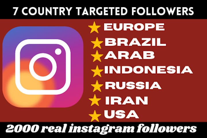 Cover image for Give you 7 countries targeted 2000 real Instagram followers for…