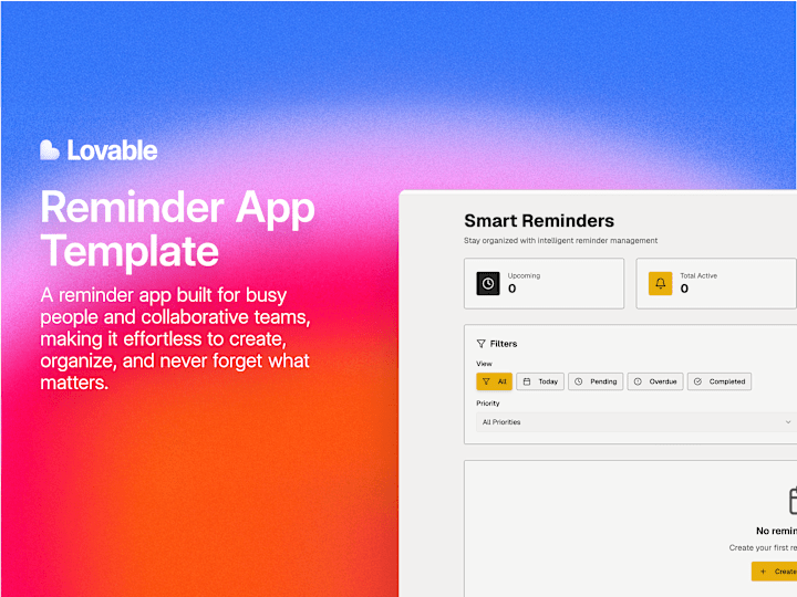 Cover image for Remindly - Smart Reminder App Template