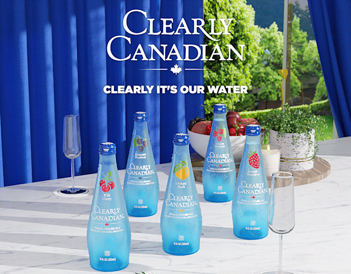 Cover image for Clearly Canadian Sparkling Water Bottles Animation :: Behance