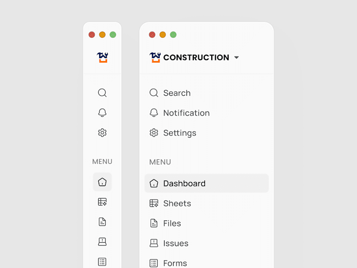 Cover image for Construction SaaS Web App Sidebar Navigation Menu