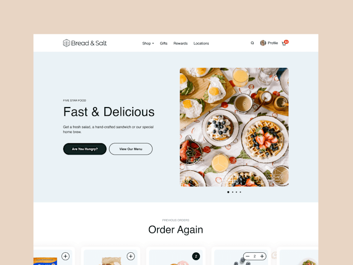 Cover image for Bread & Salt - Food ordering - Website design