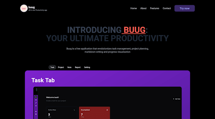 Cover image for Buug Landing page