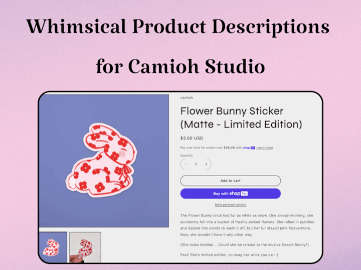 Cover image for Whimsical Product Descriptions for Camioh Studio
