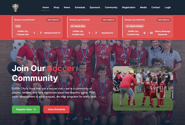 Cover image for Griffith City FC Website Development