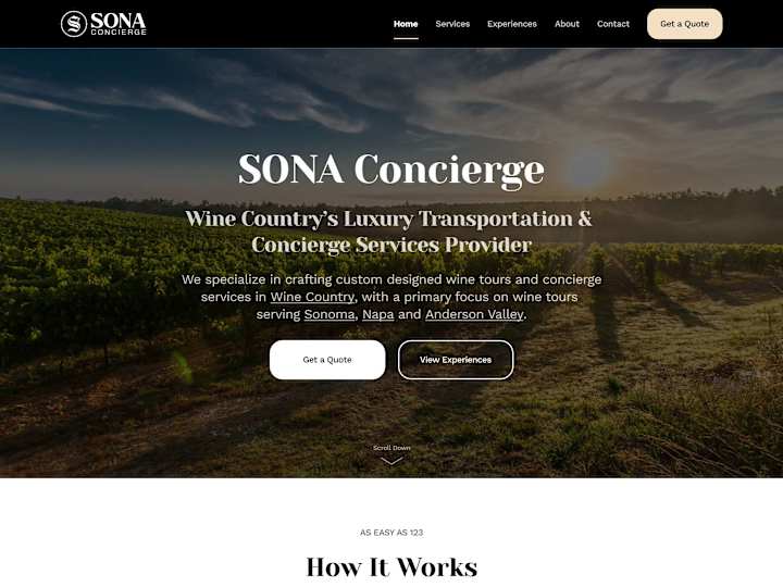 Cover image for SONA Concierge Web Page Design