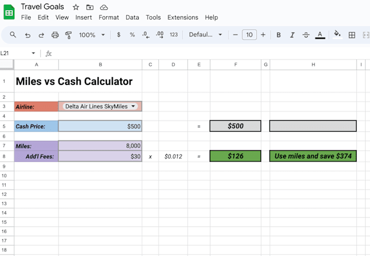 Cover image for Airline Miles vs Cash Calcultor