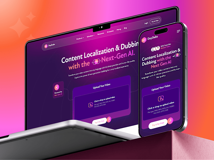Cover image for DayDubs Website Design – AI Dubbing, Global Voices, Scalable UX
