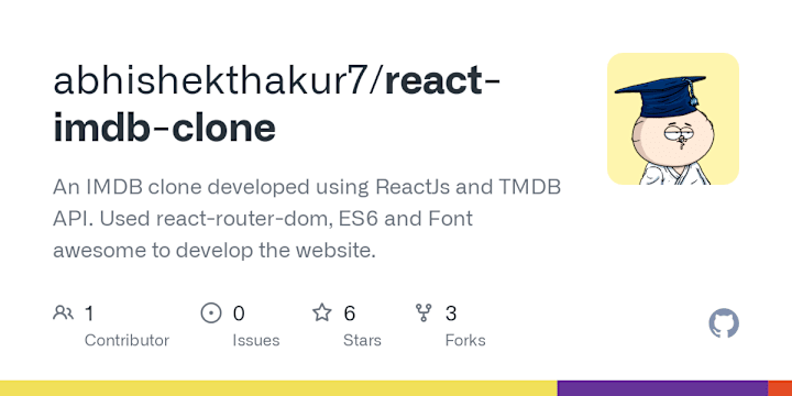 Cover image for IMDB clone developed with ReactJs and TMDB API
