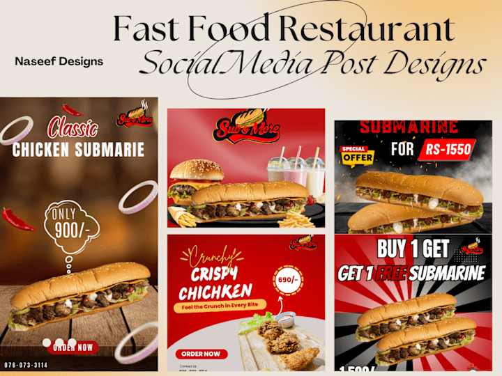 Cover image for Fast Food Restaurant Social Media Post Designs
