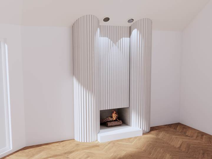 Cover image for Raked Plaster Fireplace 3D Model and Rendering