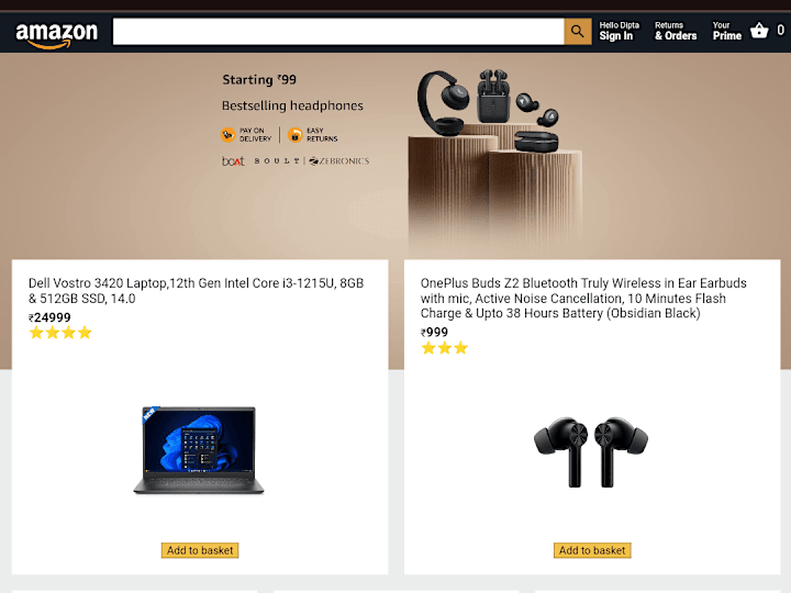 Cover image for Simple amazon home page clone