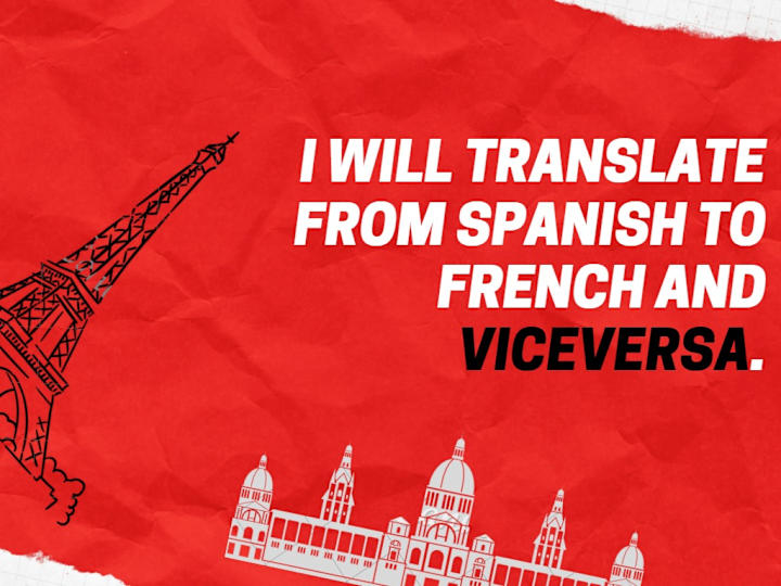 Cover image for I WILL TRANSLATE YOUR TEXT FROM  SPANISH TO FRENCH AND VICEVERSA