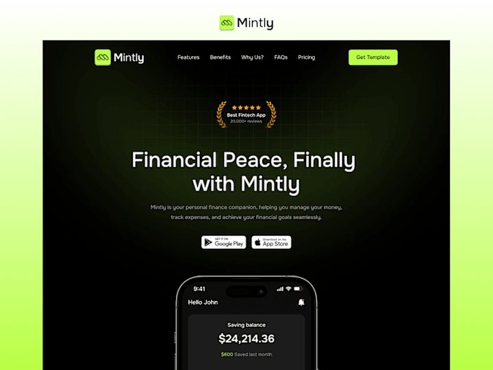 Cover image for Mintly - A Framer Template for Startups