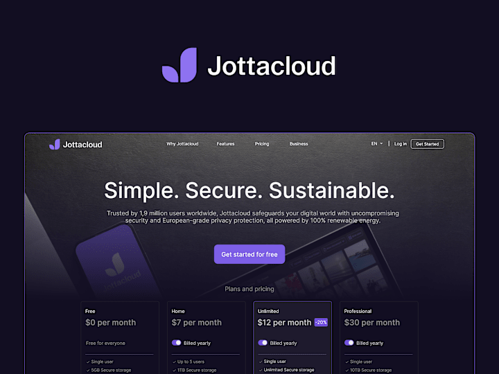 Cover image for Landing Page Redesign for Jottacloud