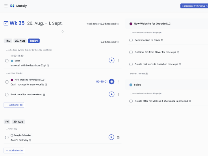 Cover image for Mately: To-Do List + Calendar + Time-Tracker