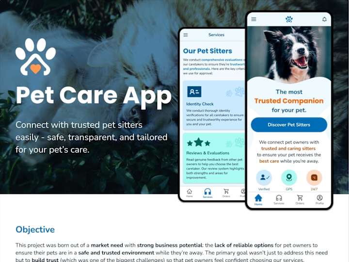 Cover image for UI&UX Design for Pet Sitting App - Built from scratch