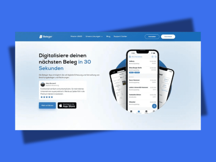 Cover image for Beleger (Mobile App Landing Page)