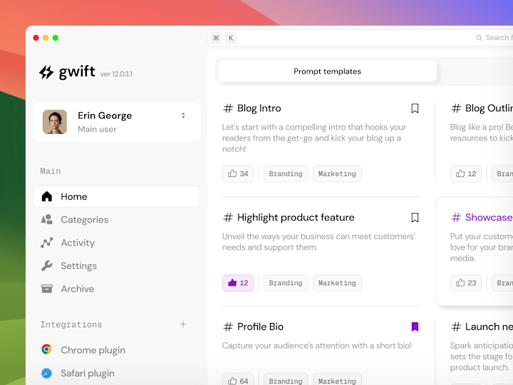Cover image for prompt engineering app: dashboard, ui, web app