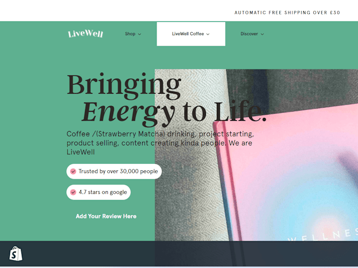 Cover image for Shopify store development for livewellproject