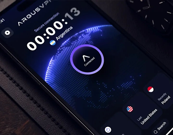 Cover image for Argus VPN | UX/UI Mobile app design and 3D animation