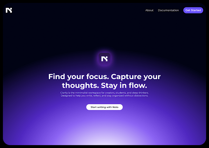 Cover image for Noto App Landing Page Design
