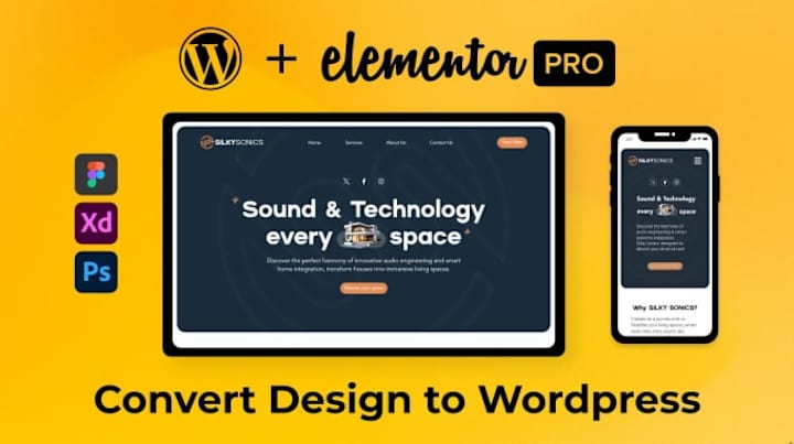 Cover image for I will convert figma, xd or PSD to wordpress with elementor pro
