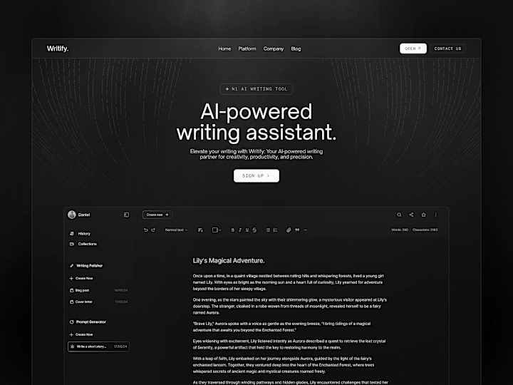 Cover image for Writify | AI Writing Assistant Website