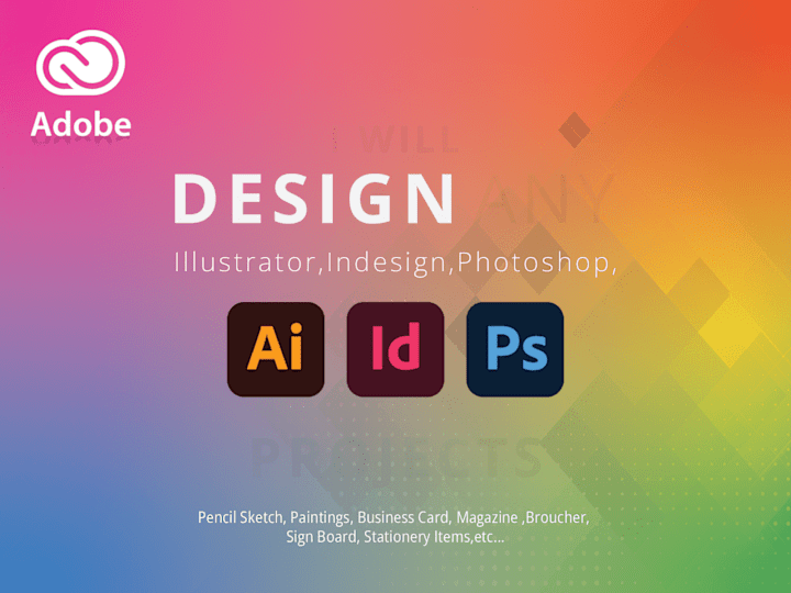 Cover image for Illustrator, Photoshop, InDesign work
