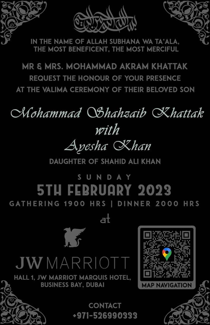 Cover image for Wedding invitation card design for a Dubai based client