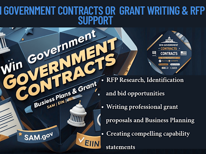 Cover image for find rfp, bid proposal, grant writing, bid government contract