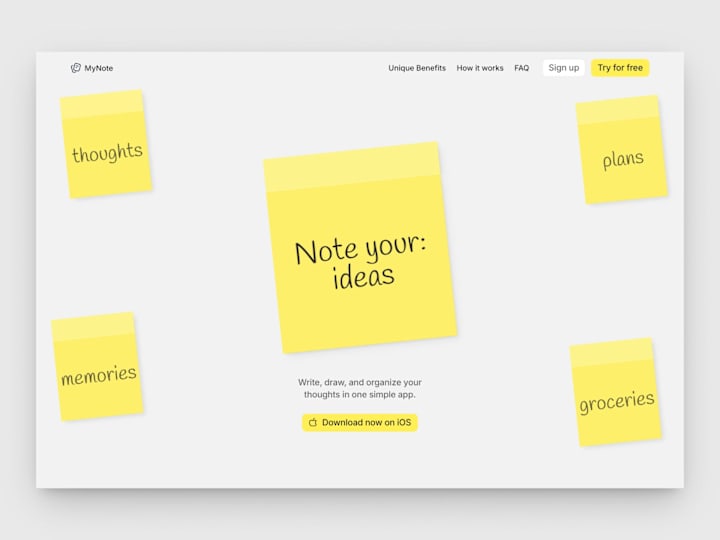 Cover image for MyNote - Landing page for mobile app
