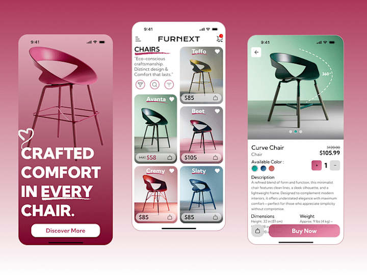 Cover image for FURNEXT – Luxury Furniture App UI
